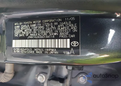 2006 Scion Xa from USA, damaged, VIN JTKKT624360144114